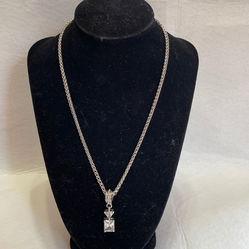 Premier Design silver 18” necklace with a 1.5” crystal slide pendant